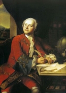 ЛОМОНОСОВ Михаил Васильевич. Единственный прижизненный портрет работы Г. Преннера, 1750