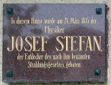 Мемориальная доска Й. Стефану в Клагенфурте.
