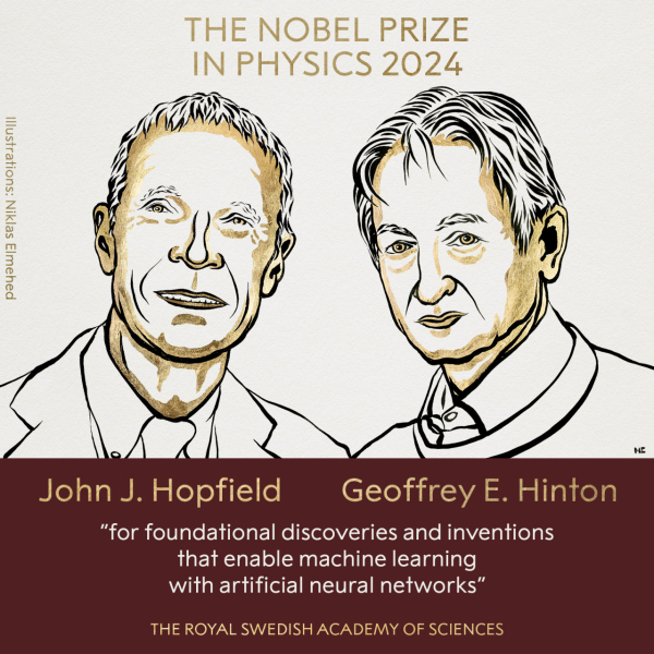 Джон Хопфилд (John J. Hopfield) и Джеффри Хинтон (Geoffrey E. Hinton). Niklas Elmehed / Nobel Media  https://www.nobelprize.org/