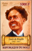 Марка с изображением Л. де Бройля