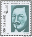 Марка с изображением Э. Торричелли
